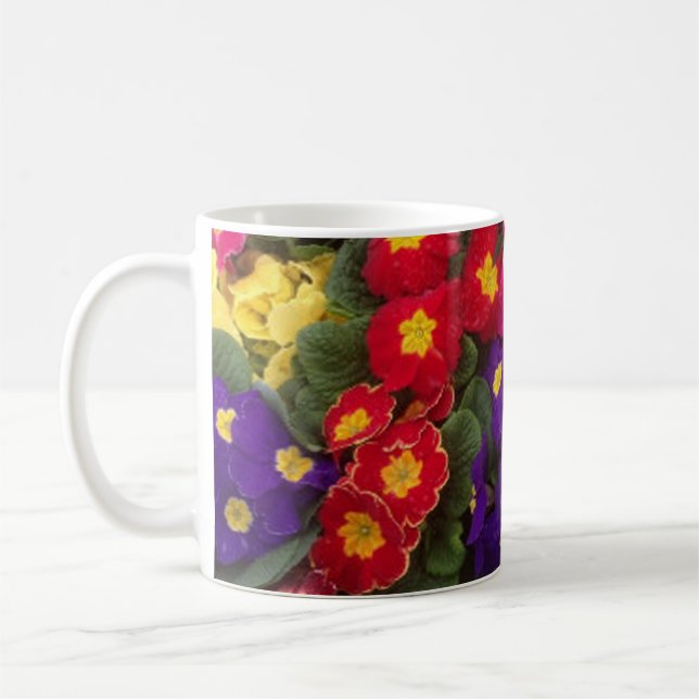 Taza De Café Hermosas flores de Polyanthus Brillantes (Izquierda)