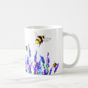 Taza De Café Hermosas flores de primavera y abejas volando - Fr