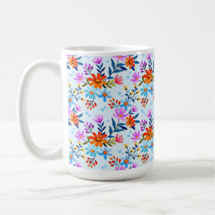 Taza De Café Hermosas flores dejan el patrón-6587
