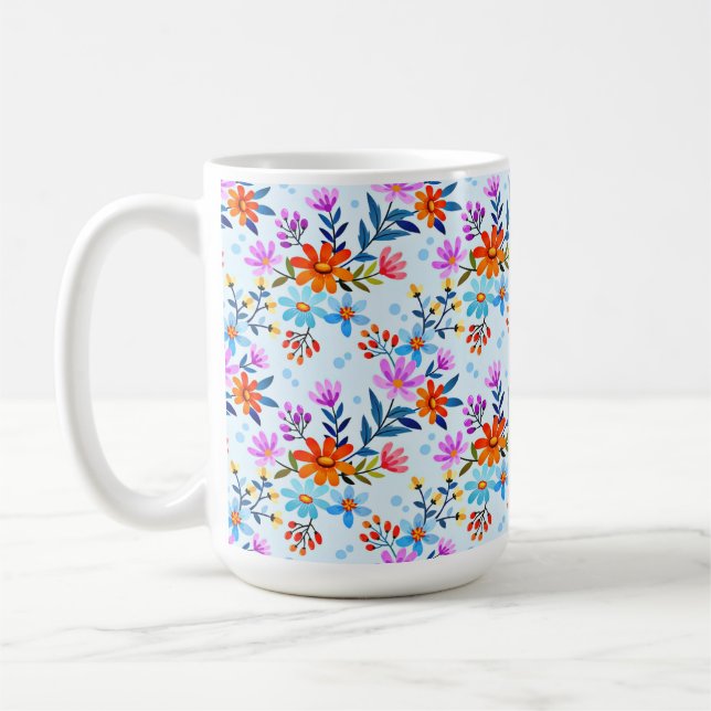 Taza De Café Hermosas flores dejan el patrón-6587 (Izquierda)