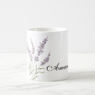 Taza De Café Hermosas Flores Lavanda