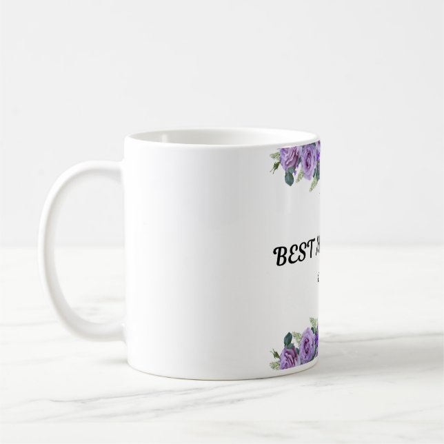 Taza De Café Hermosas flores moradas Mug para mamá (Izquierda)