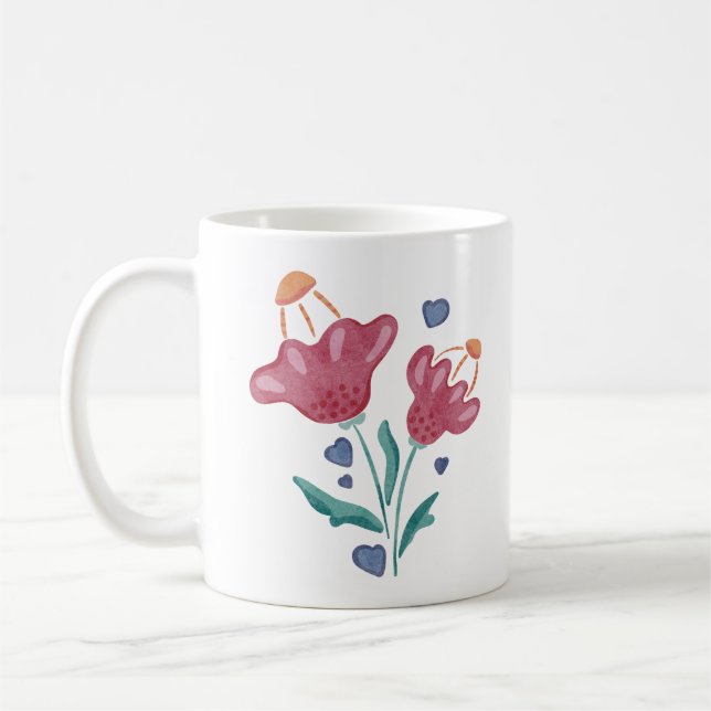 Taza De Café Hermosas flores psicodélicas (Izquierda)
