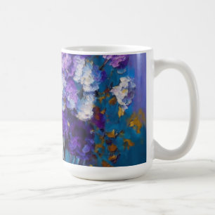 Taza De Café Hermosas Flores Purpura Vintage