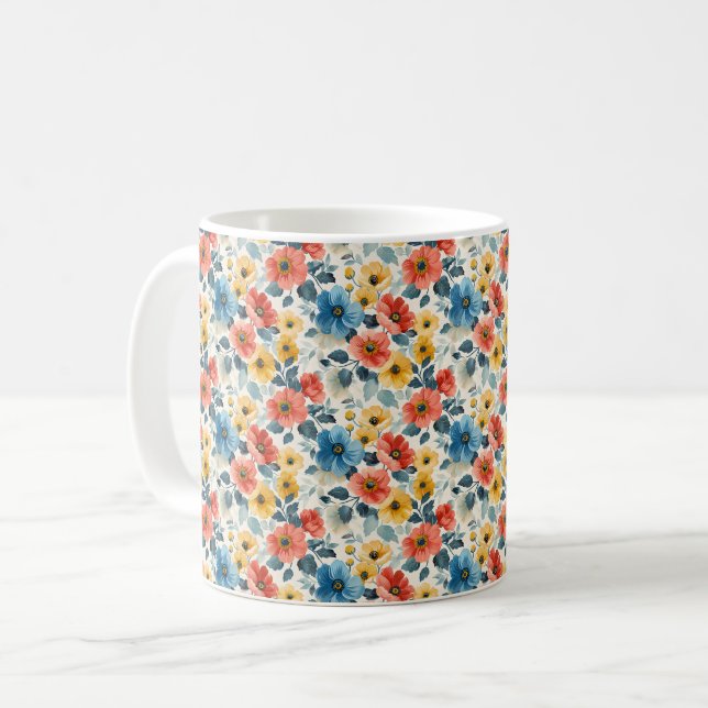 Taza De Café Hermosas flores románticas de primavera (Anverso izquierdo)