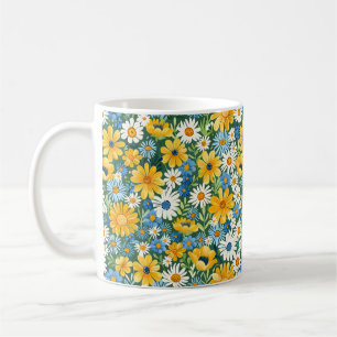 Taza De Café Hermosas flores románticas de primavera amarillas
