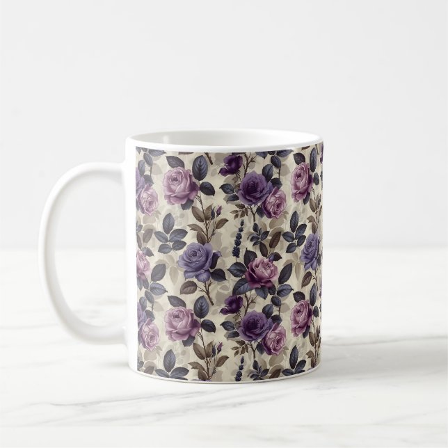 Taza De Café Hermosas flores rosadas de primavera romántica (Izquierda)