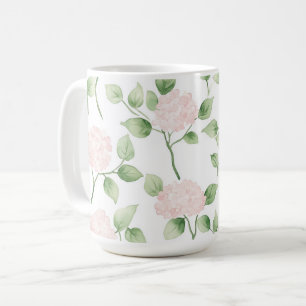 Taza De Café Hermosas Flores Rosadas Hojas Verdes