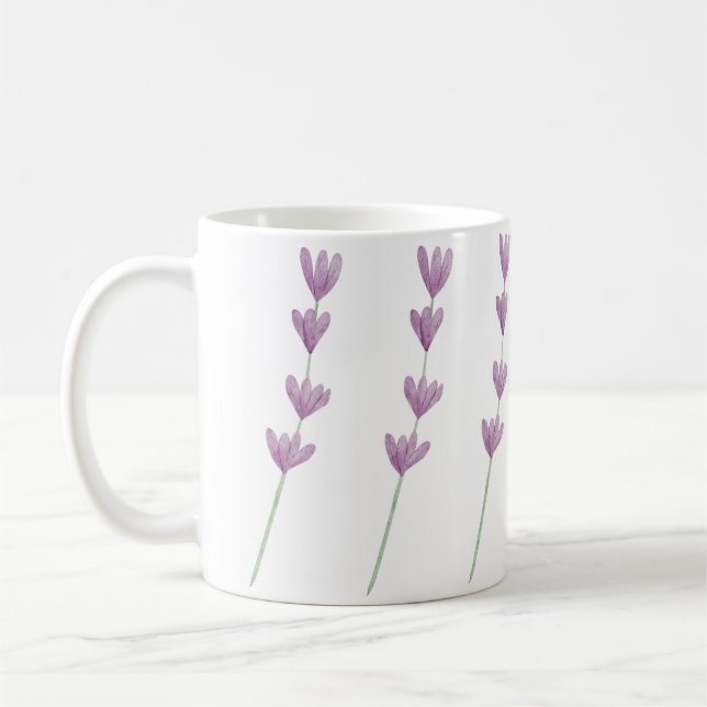 Taza De Café Hermosas flores salvajes púrpura pintadas a mano (Izquierda)