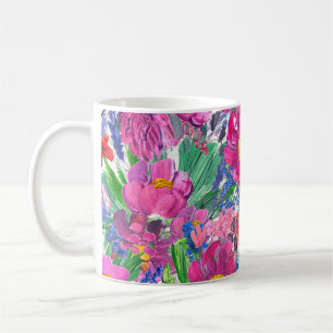 Taza De Café Hermosas Flores Silvestres: Artística de mano.
