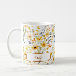 Taza De Café Hermosas flores silvestres de primavera amarilla p