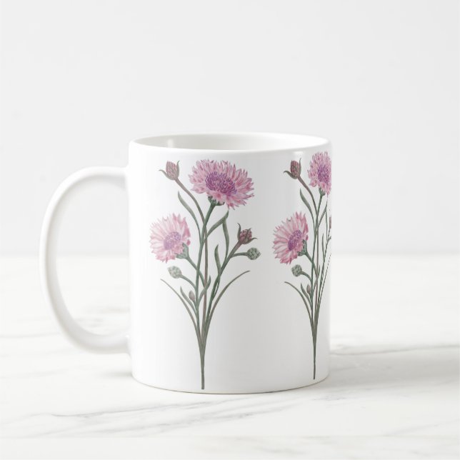 Taza De Café Hermosas flores silvestres rosadas pintadas a mano (Izquierda)