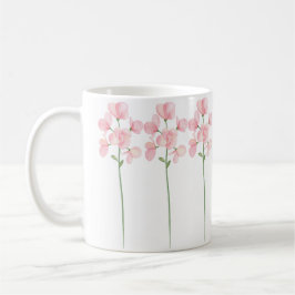 Taza De Café Hermosas flores silvestres rosadas pintadas a mano