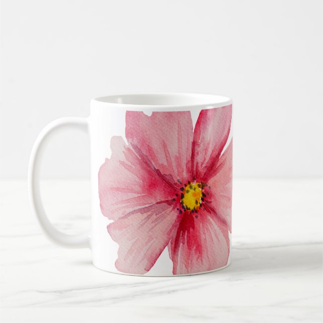 Taza De Café Hermosas flores silvestres rosadas pintadas a mano (Izquierda)
