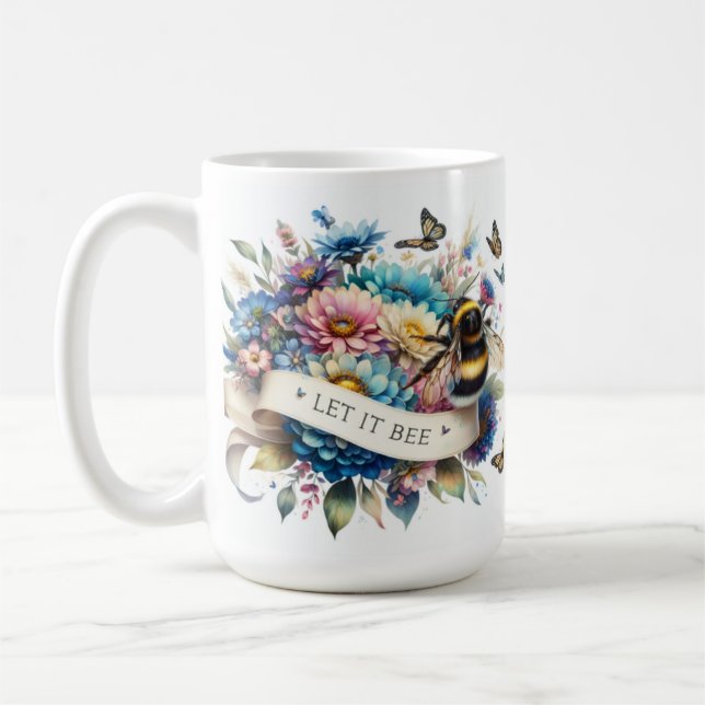 Taza De Café Hermosas flores, vamos a Bee. (Izquierda)