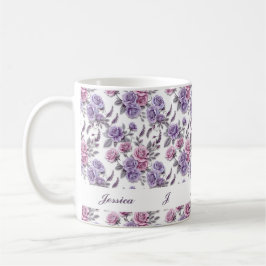 Taza De Café Hermosas flores violetas románticas de primavera p
