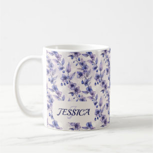 Taza De Café Hermosas flores violetas románticas de primavera p