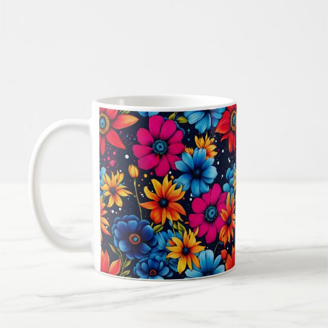 Taza De Café Hermosas flores y Rosas (Izquierda)
