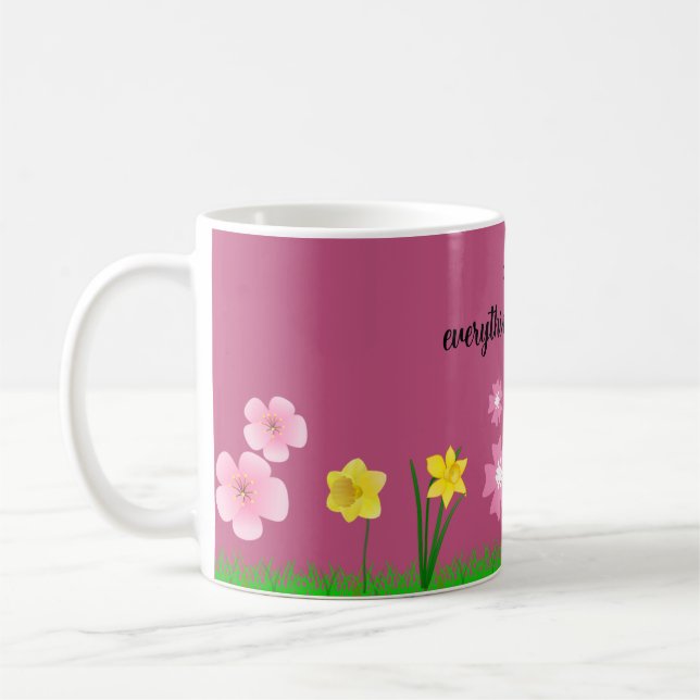 Taza De Café Hermosas frases especiales con motivos florales. (Izquierda)