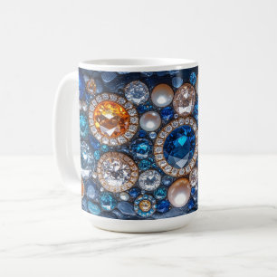 Taza De Café Hermosas joyas preciosas diamantes zafiros perlas