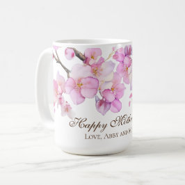 Taza De Café Hermosas madres de flores de cerezo color agua ros