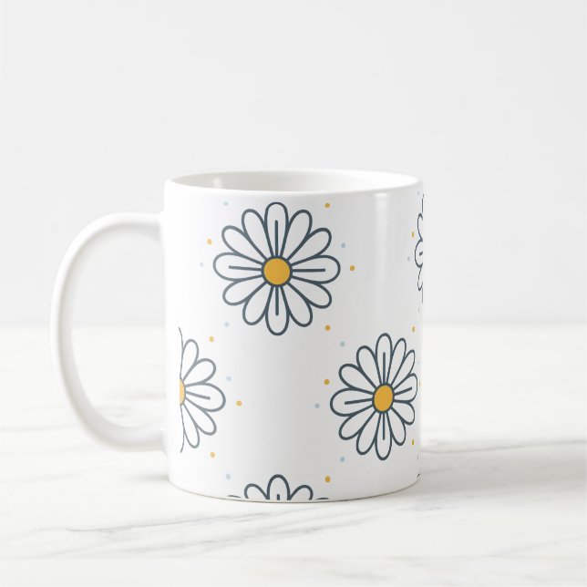 Taza De Café Hermosas margaritas minimalistas  (Izquierda)