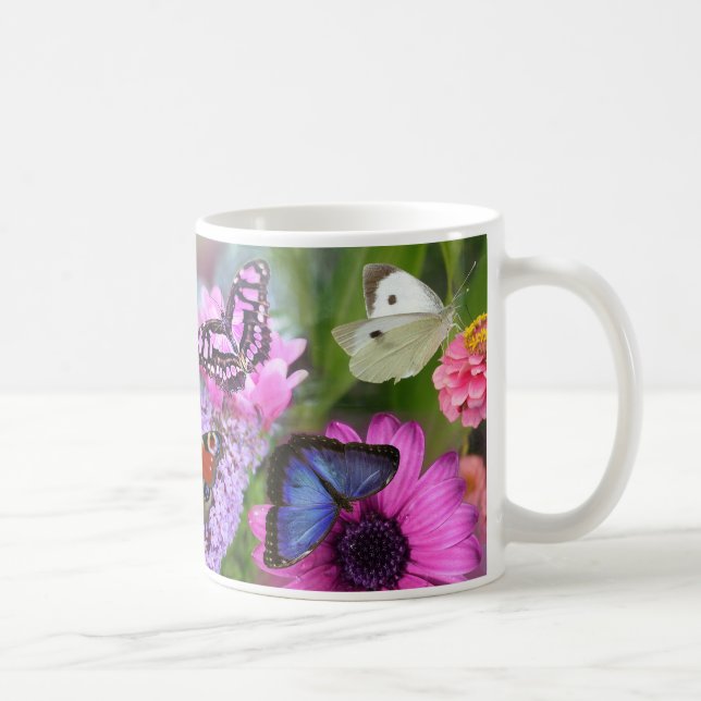 Taza De Café Hermosas Mariposas Flores Silvestres Amor (Derecha)
