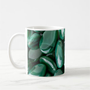 Taza De Café Hermosas piedras pulidas verdes brillantes