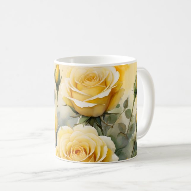 Taza De Café Hermosas rosas amarillas (Anverso derecho)