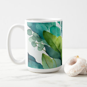Taza De Café Hermoso, abstracto, azul turquesa, verde, esmerald