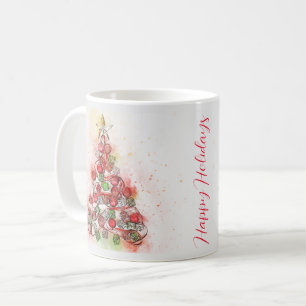 Taza De Café Hermoso árbol de Navidad decorado