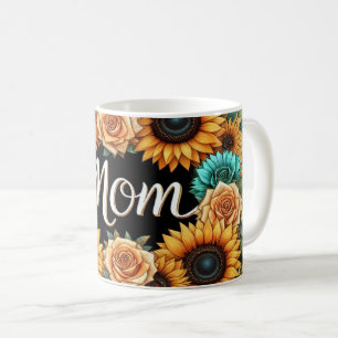 Taza De Café Hermoso Arreglo Floral Con "Mamá"