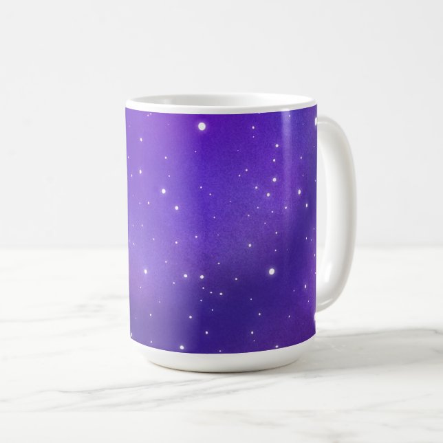 Taza De Café Hermoso arte de galaxia Purple Starry Sky (Anverso derecho)