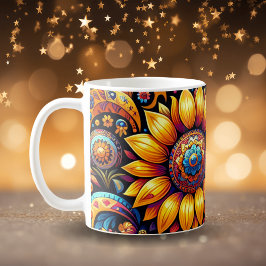 Taza De Café Hermoso arte de girasol hiperrealista