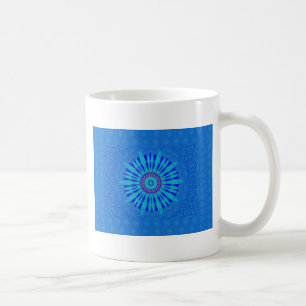 Taza De Café Hermoso Arte Impreso de Mandala Azul Real