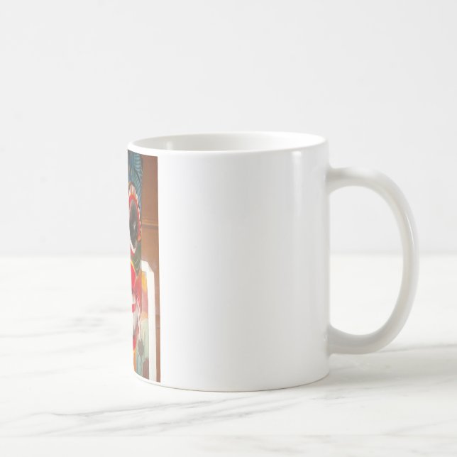 Taza De Café Hermoso arte tradicional cingalés de máscara de fu (Derecha)