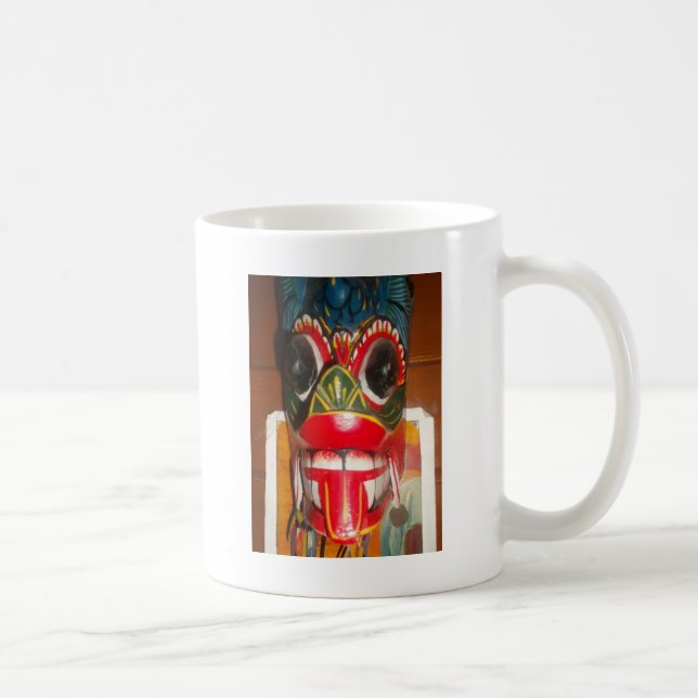 Taza De Café Hermoso arte tradicional cingalés de máscara de fu (Derecha)