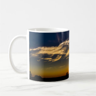 Taza De Café Hermoso Atardecer Panorámico