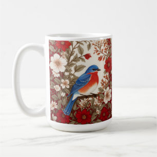 Taza De Café Hermoso Azulejo Oriental Floral Rojo