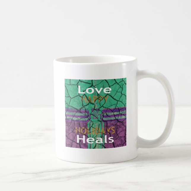 Taza De Café Hermoso barro rajado rústico cura el arte de texto (Derecha)