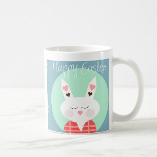 Taza De Café Hermoso blanco de Pascua con corazones rosados