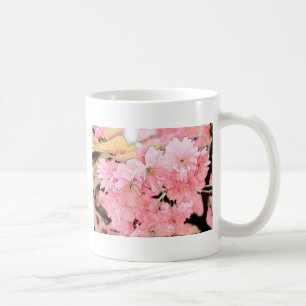 Taza De Café Hermoso boceto artístico de flores de cerezo rosad