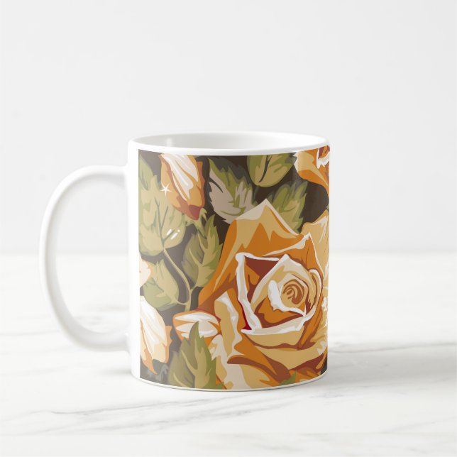 Taza De Café Hermoso bosquejo floral café Mug (Izquierda)