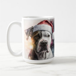 TAZA DE CAFÉ HERMOSO BULLDOG DE NAVIDADES DE COLOR ACUÁTICO
