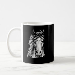 Taza De Café Hermoso Caballo Con Cute Polka Dot Bandana - Mano