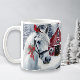 Taza De Café Hermoso caballo de vacaciones con cardenal
