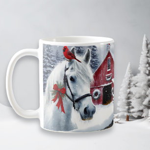 Taza De Café Hermoso caballo de vacaciones con cardenal