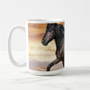 Taza De Café Hermoso caballo negro
