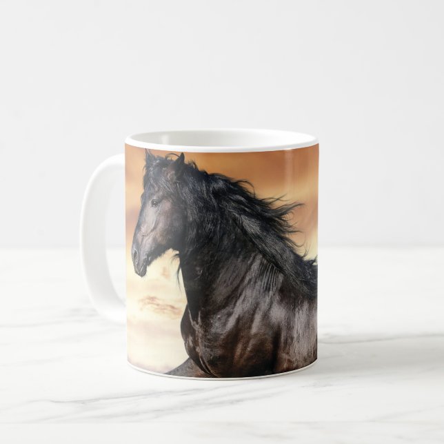 Taza De Café Hermoso caballo negro (Anverso izquierdo)