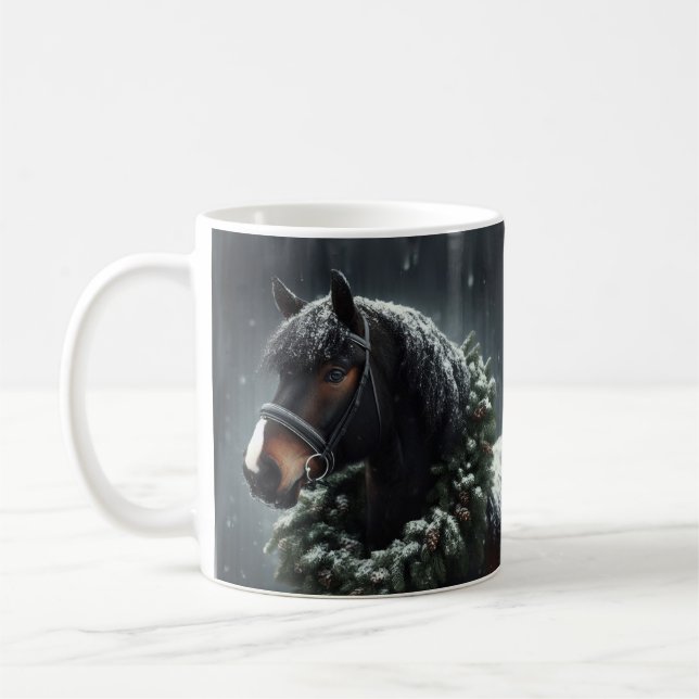 Taza De Café Hermoso caballo negro amor animal ecuestre (Izquierda)
